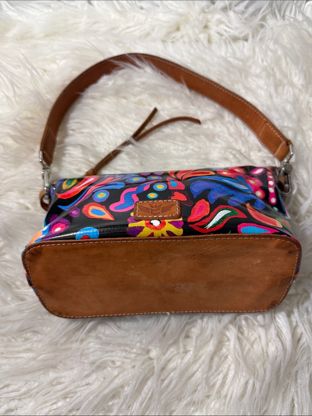 Consuela Sophie Pouch Floral Pattern Shoulder Bag in Black and Tan small - Picture 7 of 13